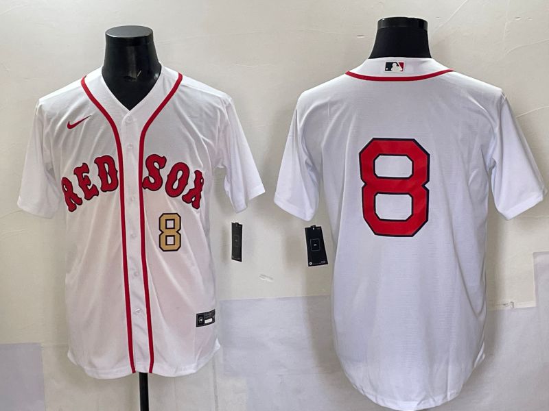 Men Boston Red Sox #8 No Name White Game 2025 Nike MLB Jersey style 002